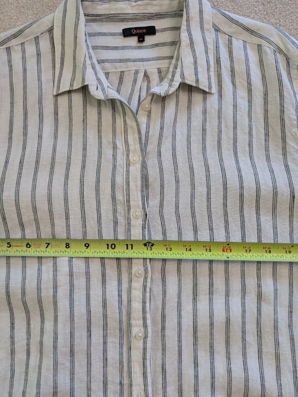 Quince 100% European Linen Long Sleeve Shirt XL - HTF Oatmeal & Black Stripe - Picture 3 of 7